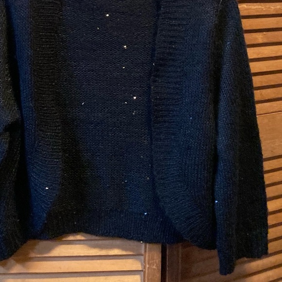 NY Collection Black Knit Shrug with Glitter Sequins - Picture 8 of 12